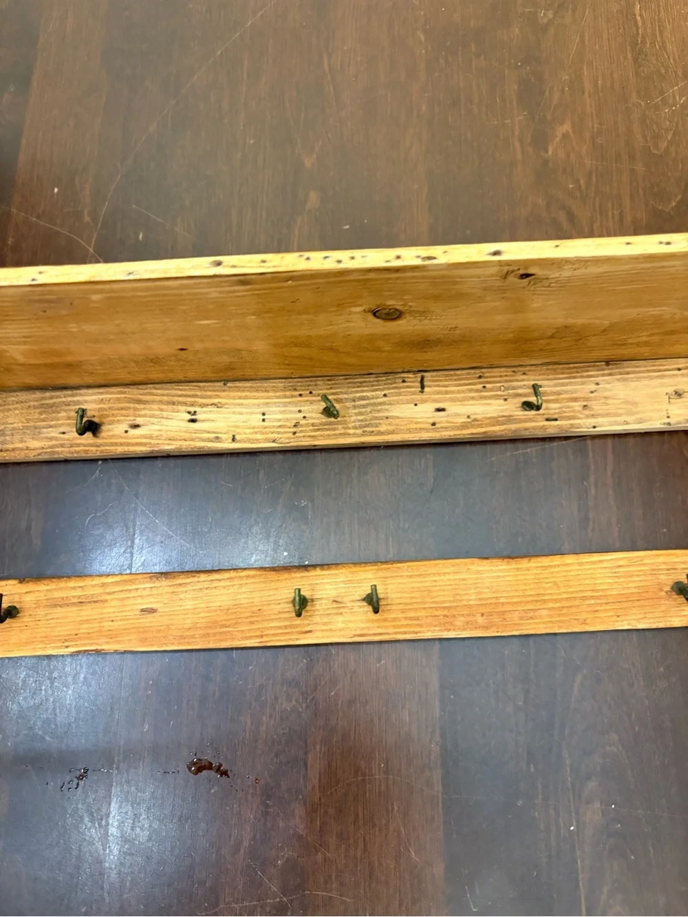 Rustic Wooden Wall Shelf with Hooks in Natural Wood